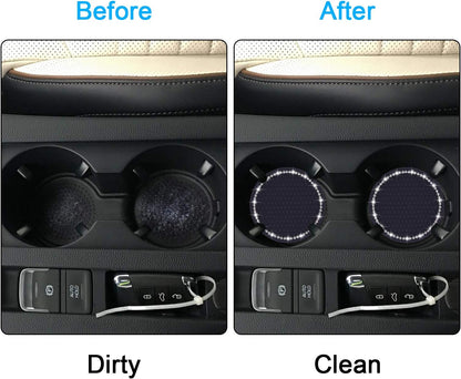 Bling Car Coasters,  2 Pack PVC Car Cup Holder Insert Coaster - anti Slip Universal Vehicle Interior Accessories Crystal Glitter Cup Mats for Women and Men(2.75" Diameter, Black)