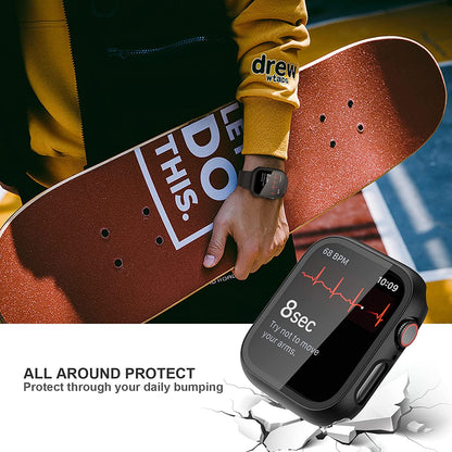 2 Pack Case with Tempered Glass Screen Protector for Apple Watch SE(2023) Series 6/5/4/SE 40Mm, Slim Guard Bumper Full Coverage Hard PC Protective Cover HD Ultra-Thin Cover for Iwatch 40Mm,Black