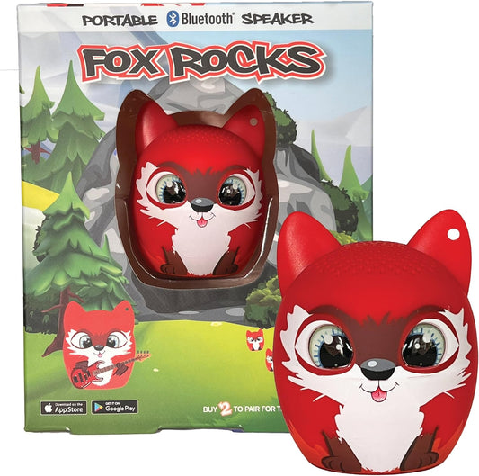 TWS Mini Bluetooth Animal Wireless Speaker for Kids of All Ages - True Wireless Stereo – Pair with Another TWS Pet for Powerful Rich Room-Filling Sound (Fox Rocks)